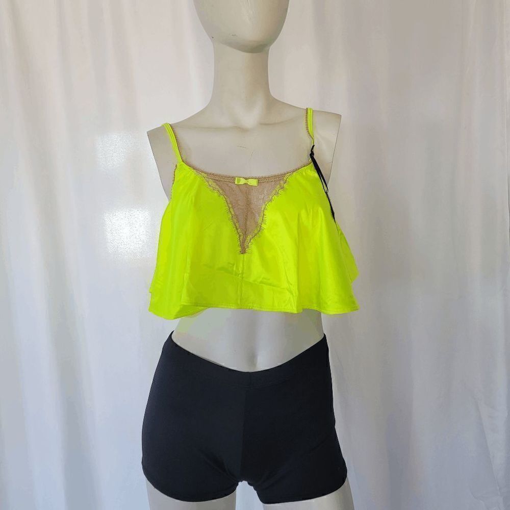 Love Haus by Beach Bunny womens neon yellow nude cami pajama top size S - Picture 4 of 7